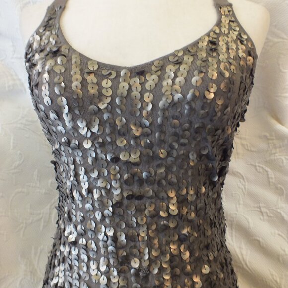 Olive Sequin Dress Glamorous Cocktail Dress Size Small Party Dress - Picture 8 of 14